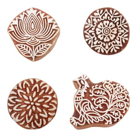 Set of 4 Piece New Mix Wooden Printing Block